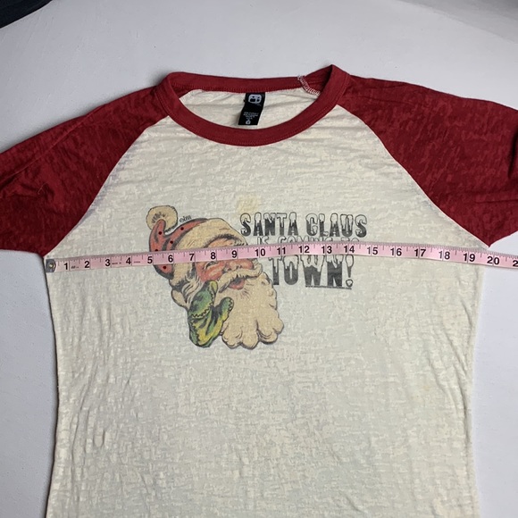 Santa Claus is Coming to town boutique bling burn out baseball tee medium - Picture 13 of 15